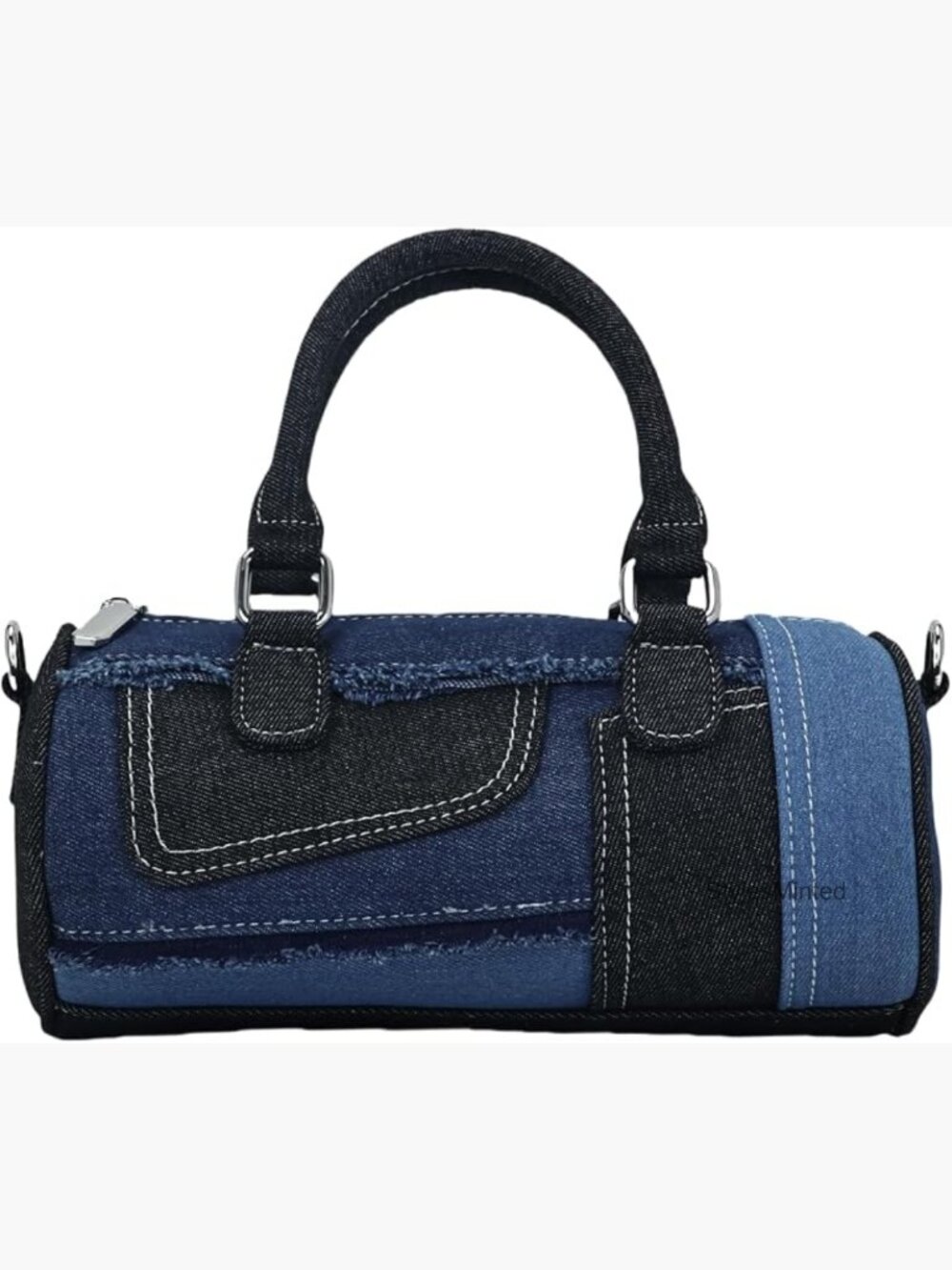 Vintage Denim Patchwork Crossbody Shoulder Bag Clutch 3-in-1 Convertible
